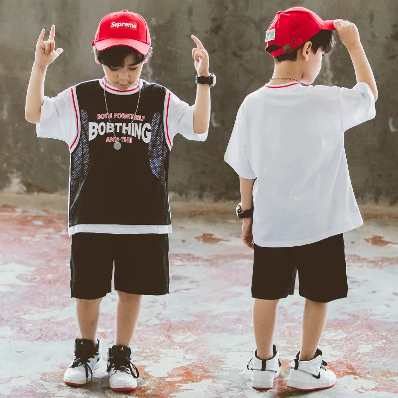 

Summer 2023 New Boys' Sportswear Alphabet Set Adult Kids Fashion Two-Piece Set