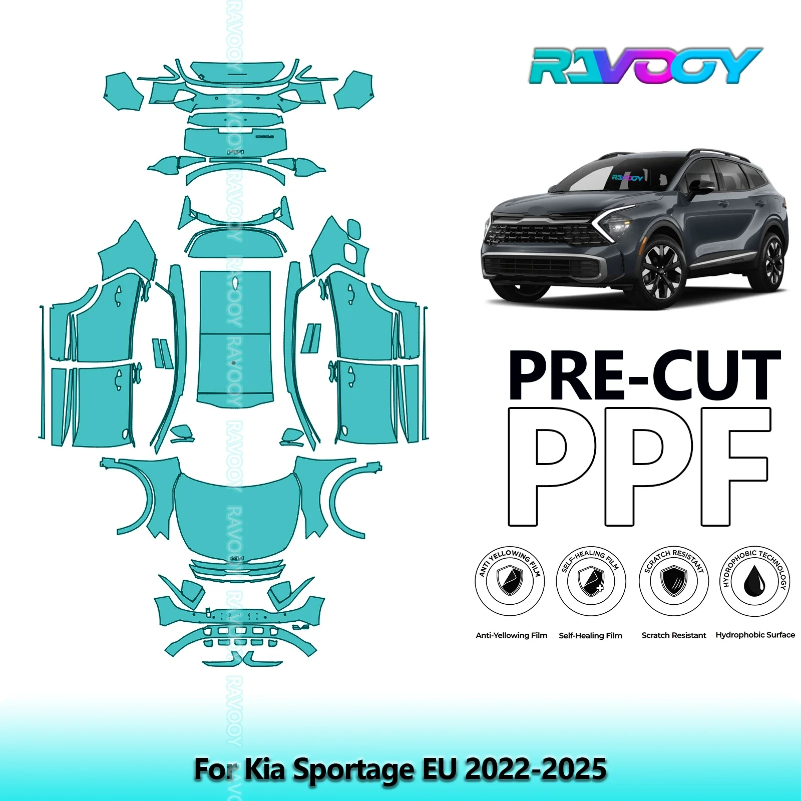 

8.5Mil Full Vehicle Precut PPF Paint Protection Film For Kia Sportage EU 2022-2025
