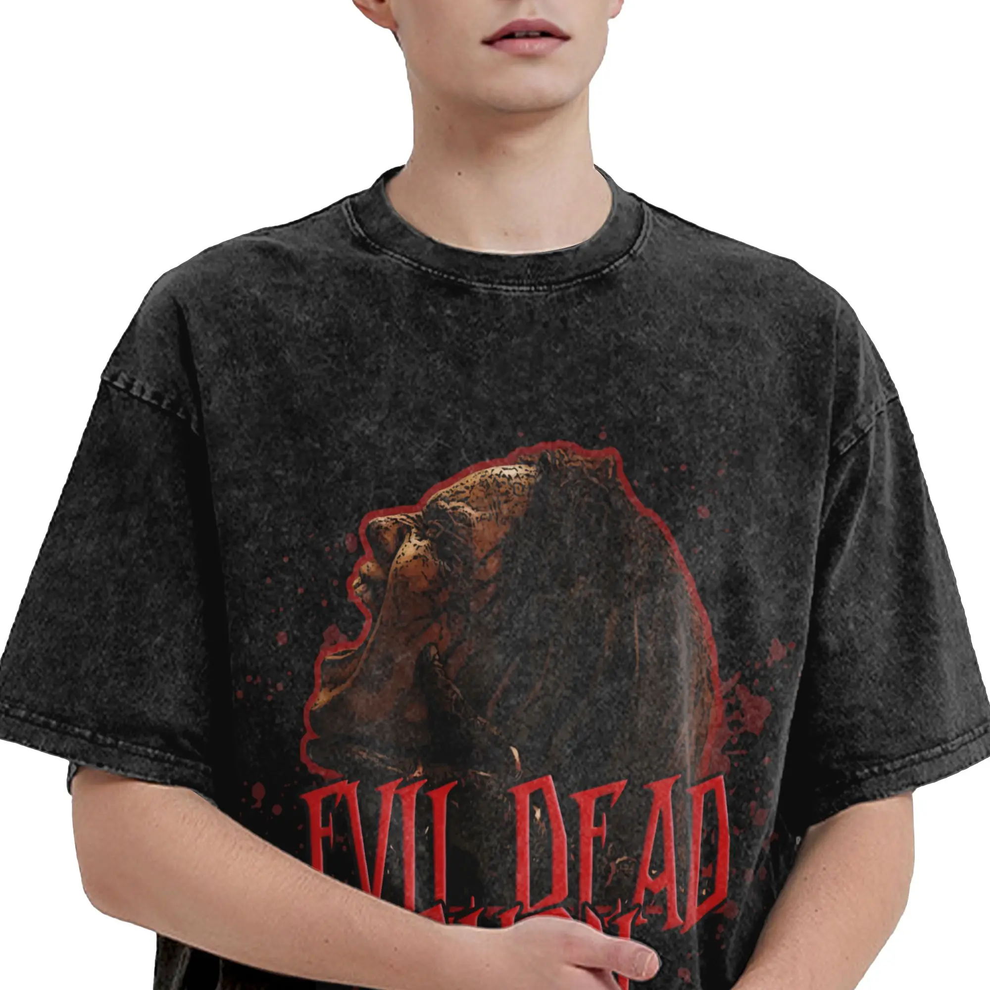 Summer Evil Dead Burn Washed Shirt Merch Harajuku T-Shirts  Men Women Tee