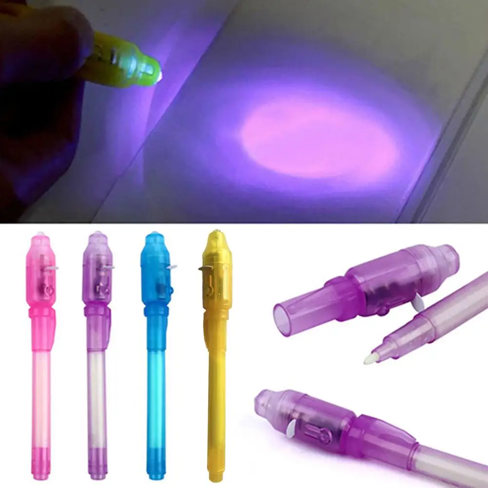 2 in1 Invisible Ink Pen Magic UV Graffiti Black Light Combo Security Handwriting Secret Spy Pen Marker Money Bill Detector Pens