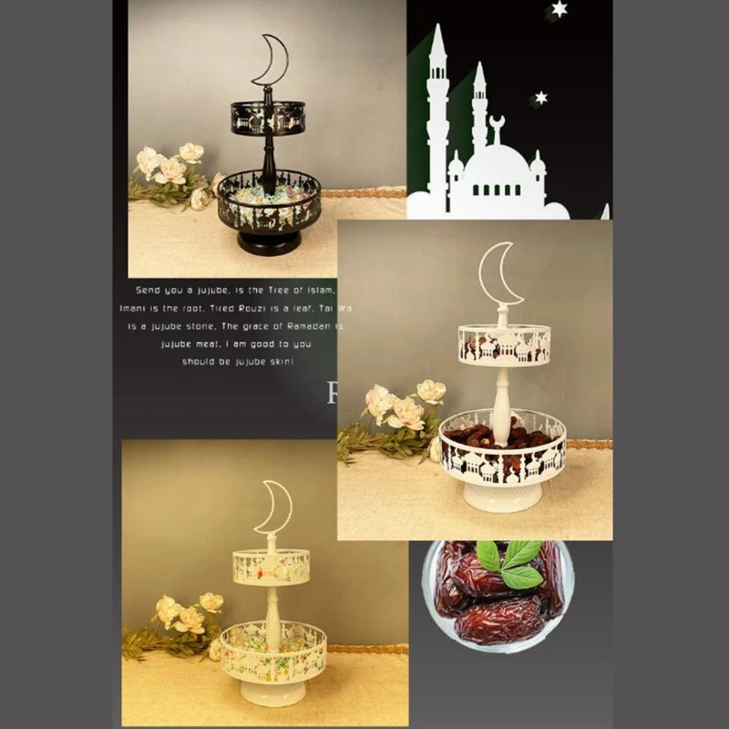 European Dessert Table Cake Stand Two Tiers Ramadan Plastic ​Castle Trays Drop shipping