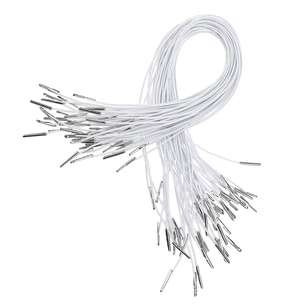 

150Pcs Elastic Cord Barbed Loop Strap Round Stretch Band Metal Ends Hat Chin Loop for Mask Making DIY Outdoor Use