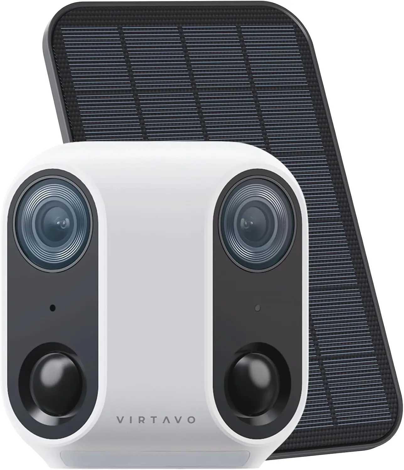 Dual Lens Solar Security Camera, 155.8 View, Color Night Vision, AI Detection, No Subscription, 2.4GHz WiFi