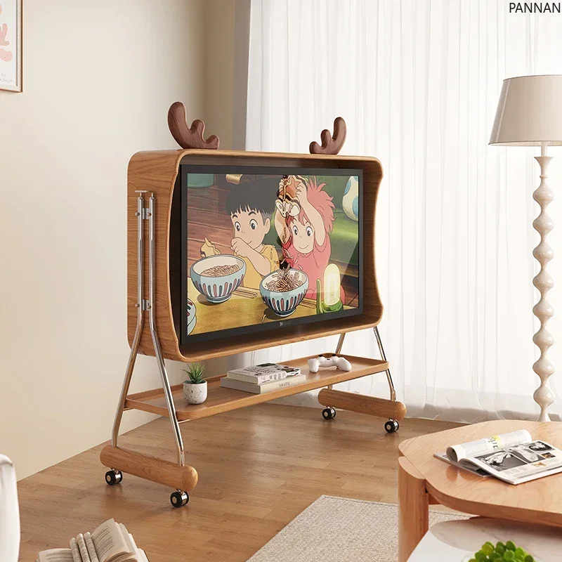 TV bracket small apartment living room bedroom 43/55/65 inch retro floor removable high TV cabinet