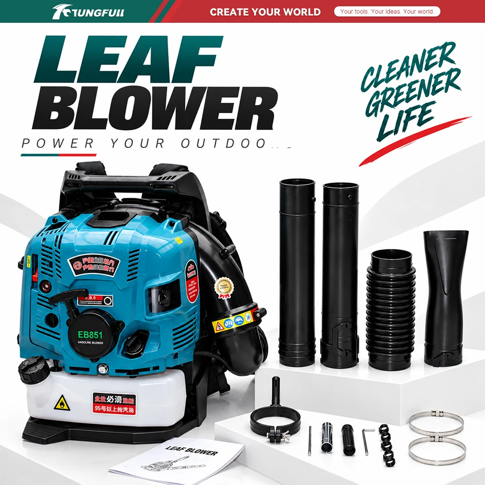 TUNGFULL Backpack Petrol Leaf Blower EB851 75.6CC 4‑Stroke Gas Snow Blower for Garden Snow Leaf Dust Cleaning