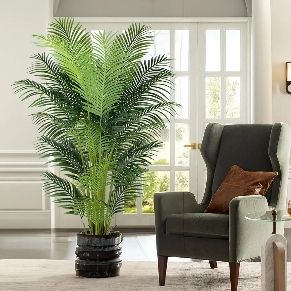 

A 6-foot Long Artificial Tropical Palm Tree with 24 Detachable Leaves - Large Indoor and Outdoor Artificial Plant,silk Home Gift
