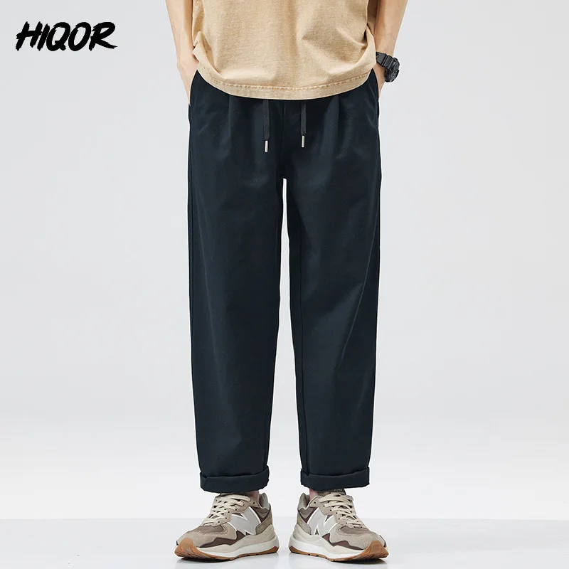 HIQOR New In Men\'s Cargo Pants Pantalons Cargo Casual Straight Trousers Unique Pockets Embroidery 98% Cotton Baggy Pants for Men