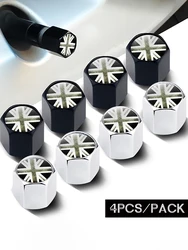 4PCS UK Flag England For Jaguar Lotus MG For Land Rover Mini Cooper Car Accessories Car Air Valve Stem Caps