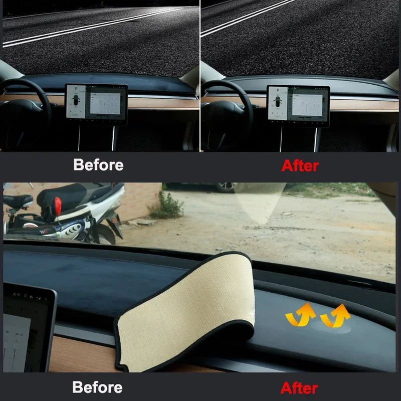 Tesla,サンシェードプロテクター用の冬用ダッシュボードカバー,防塵,滑り止め,カーアクセサリー用,モデル3,y 2017-2023