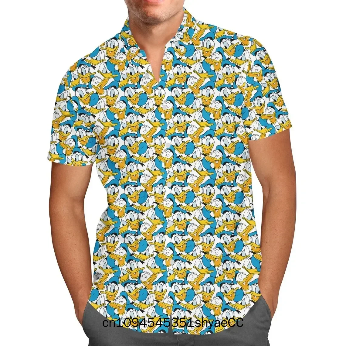 Many Faces Of Donald Duck Hawaiian Shirt Disney Inspired Men's Button Down Short-Sleeved Shirt Men's Beach Shirts Casual Tops