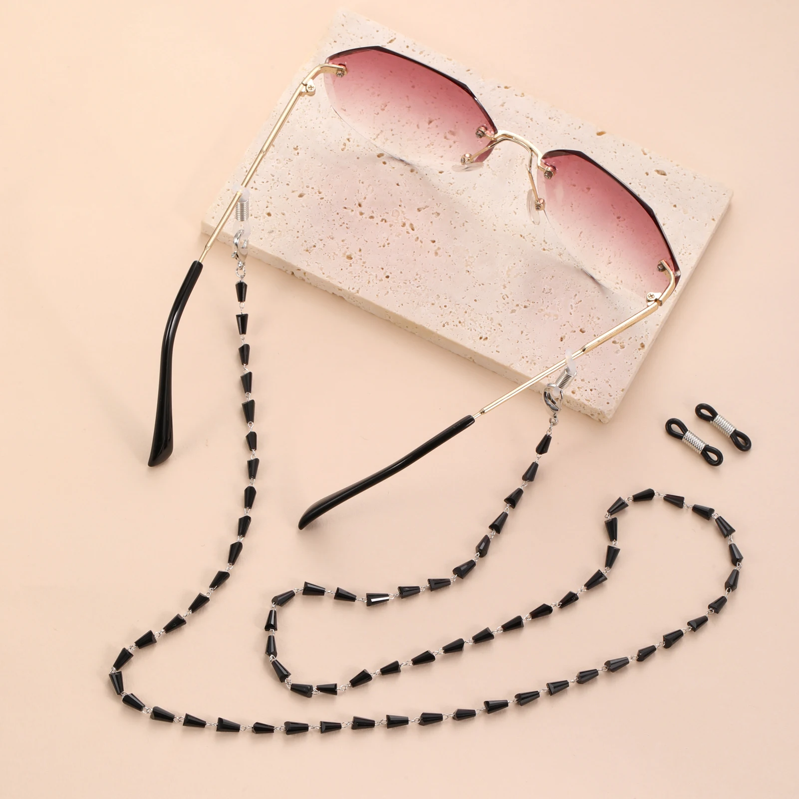 Cool Black Glasses Chain Women Men Trendy Sunglasses Mask Lanyard Gold Color Buckle Party Reading Accessories 2025
