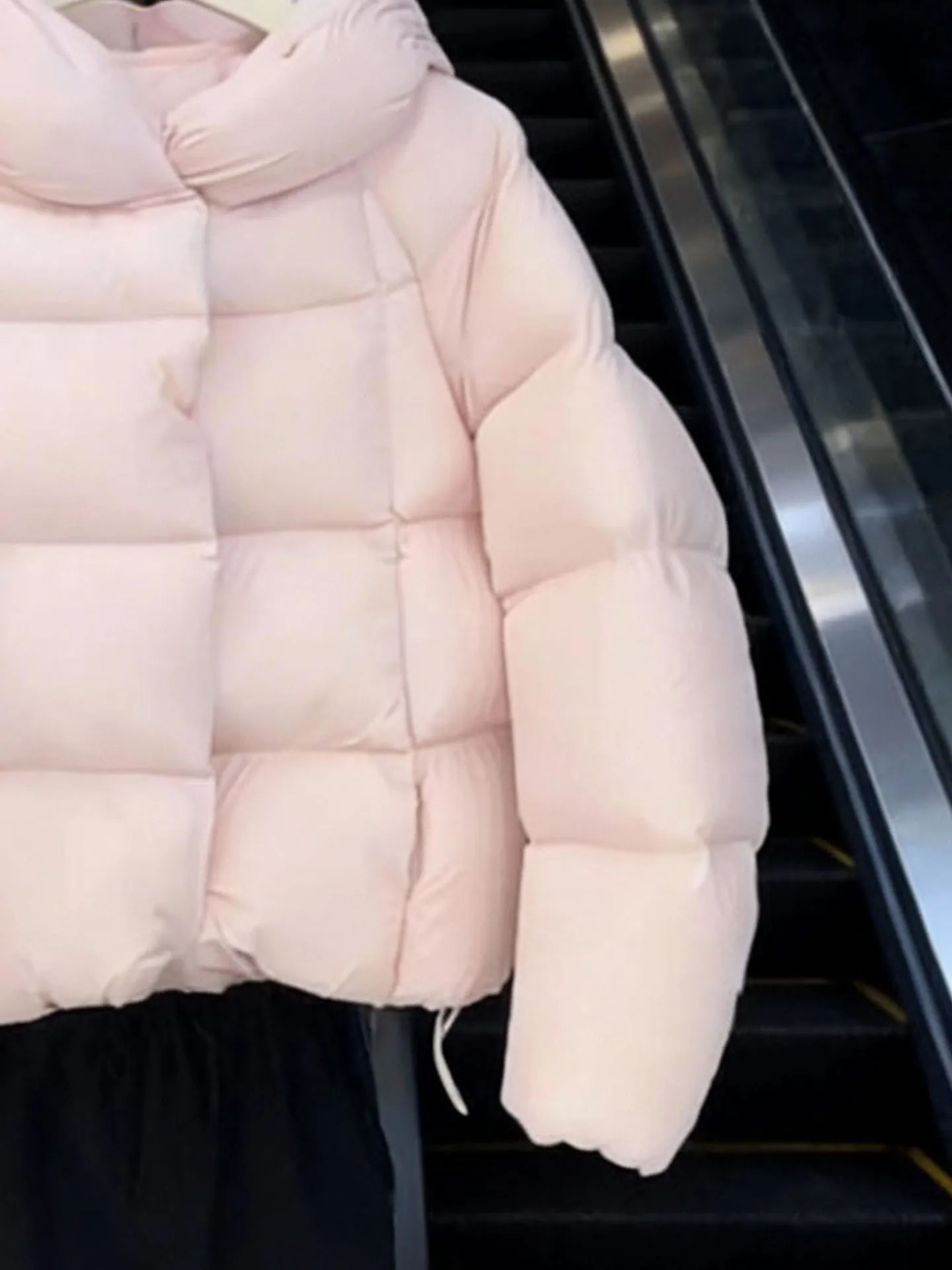 Pink Fluffy ort down Jaet Women's 2025 New Winter Thi Outerwear High Waist Long Sve Single-Breasted  Color