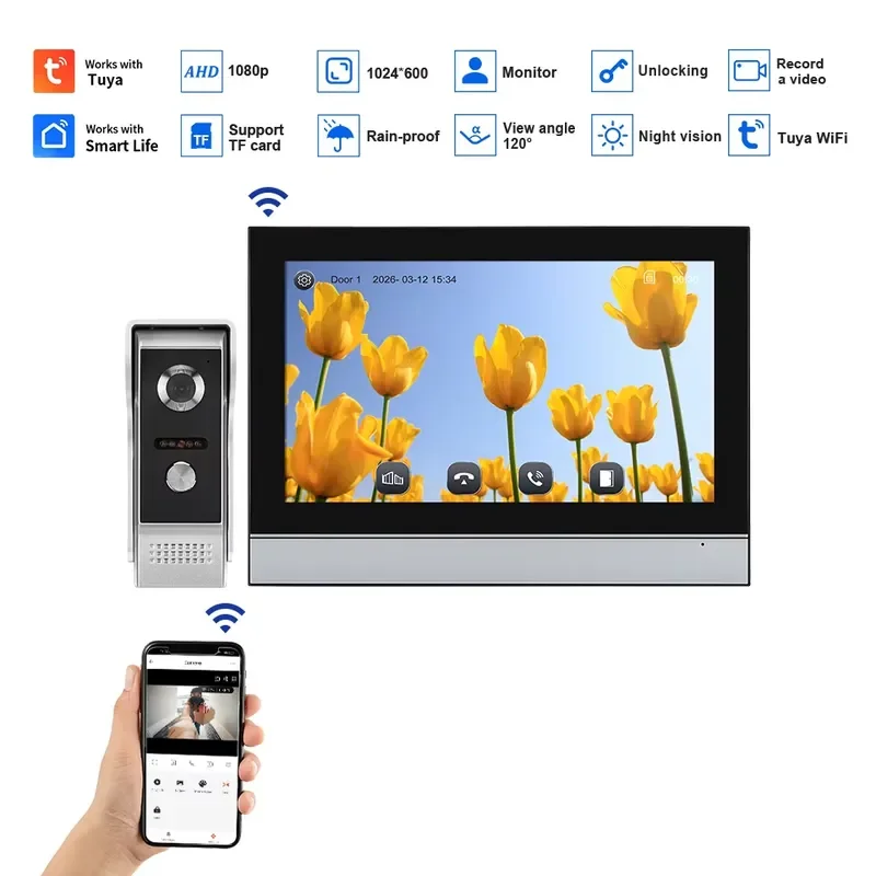 High Quality 10-Inch IPS Touch Screen Smart Video Doorbell 1080P App Two-Way Audio Water Resistant Easy Installation