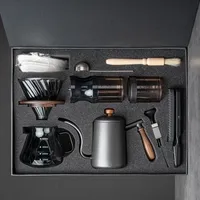 For Coffee set Hand pot Gift box 304 stainless steel 580ml Glass coffee pot bean grinder Timing electronic scale Filter cup pape