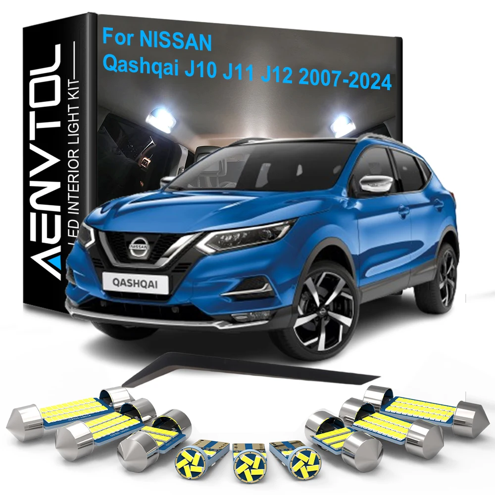 

16pcs LED Interior Lights Canbus For Nissan Qashqai J10 J11 J12 2007-2024 Dome Vanity Mirror Trunk Glove box License plate Lamps