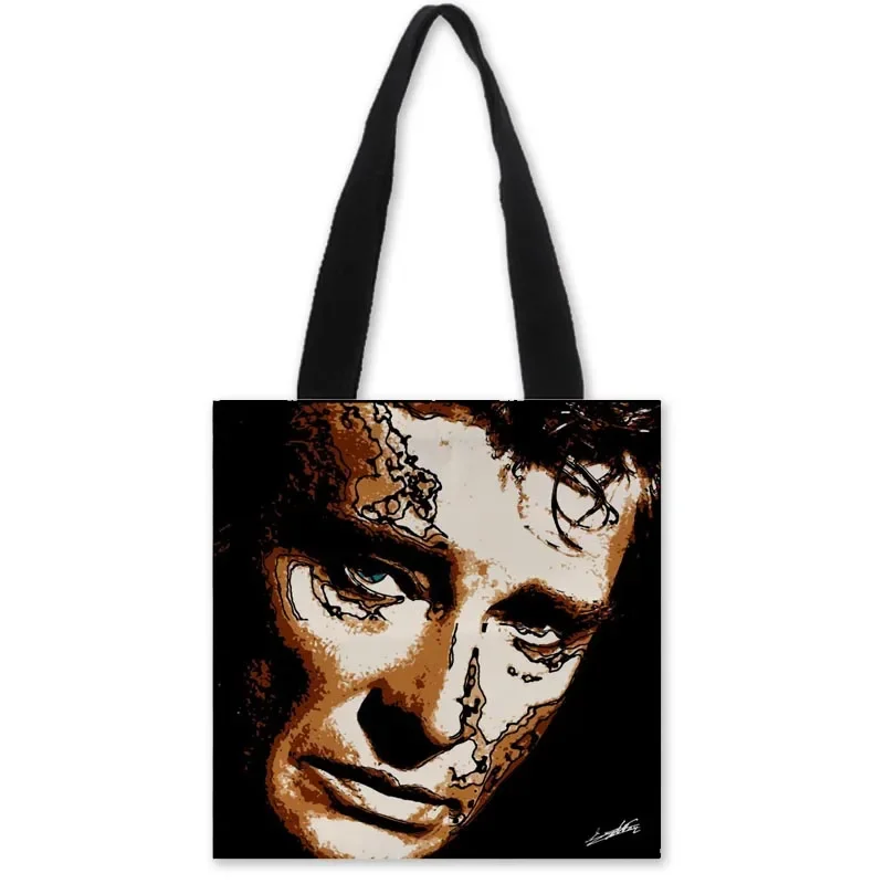 New Arrival Johnny Hallyday Handbag Fashion Printing Canvas Fabric Bags Traveling Casual Useful Cloth Shoulder Bag image 4