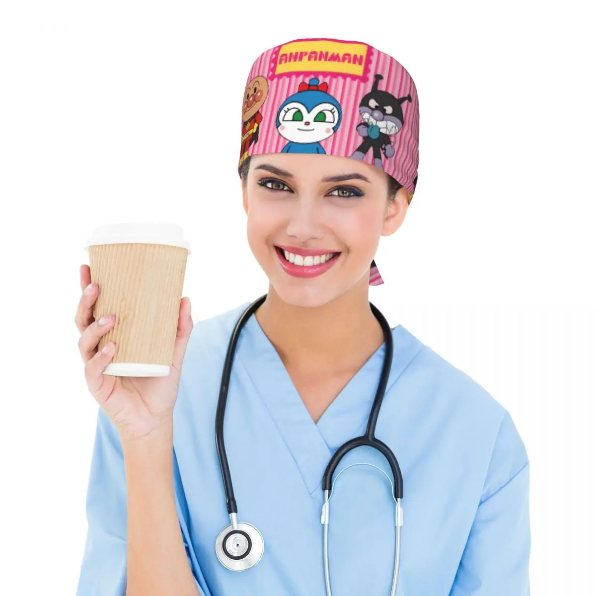 Benutzerdefinierte verstellbare Comics A-Anpanmanes Manga Arbeitsmütze Damen Herren Cartoons Scrub Caps Scrub Nursing Doctor Surgeon Cap für Krankenschwester