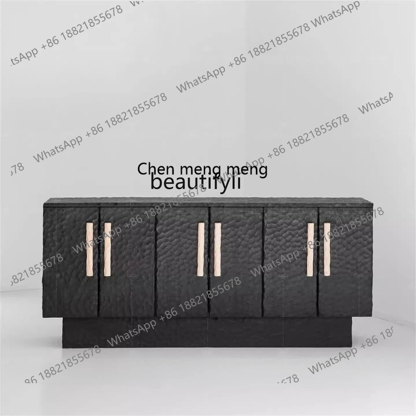 

X Retro solid wood dining side cabinet, creative home decoration cabinet modern, black carved locker