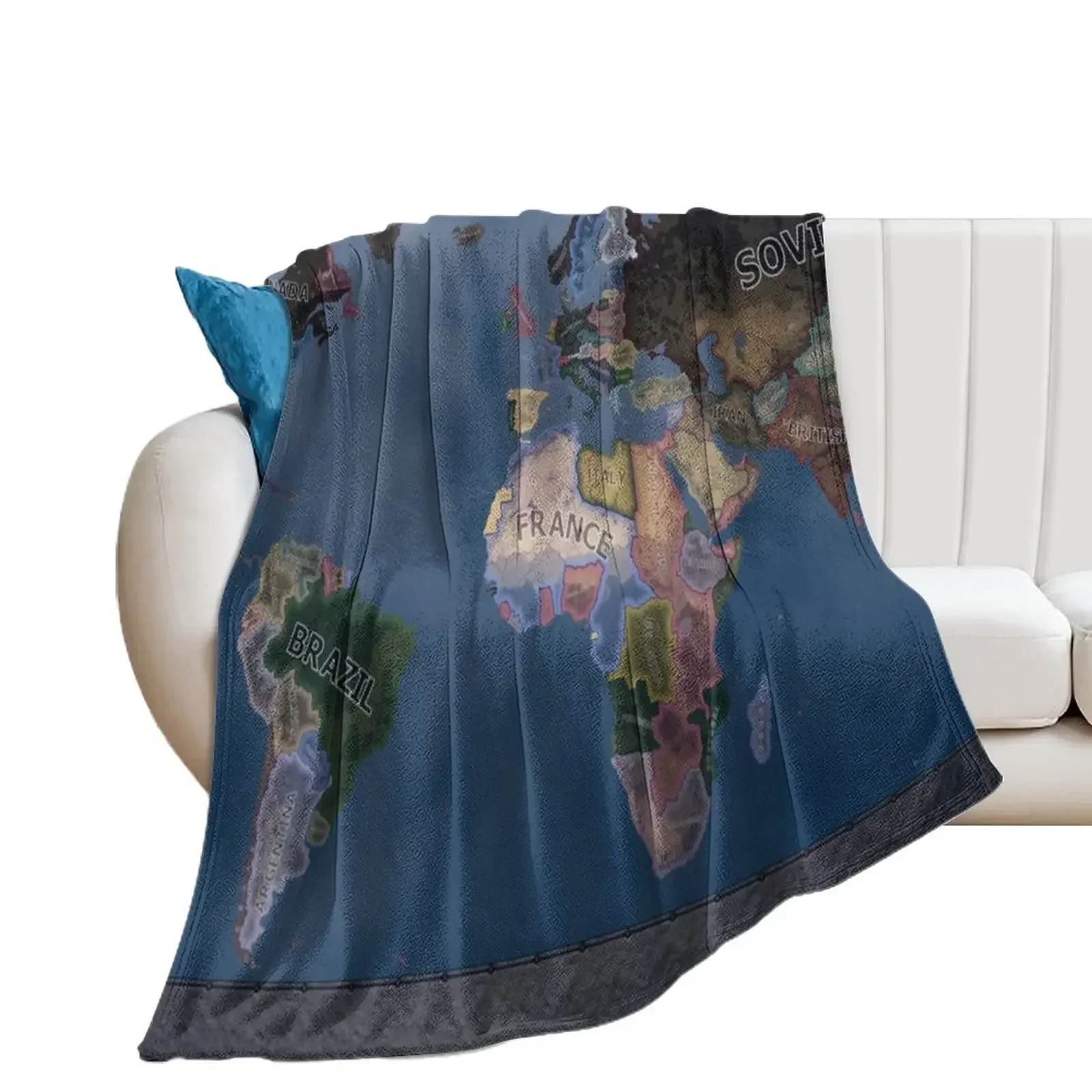 

Hearts of Iron 4 Map Throw Blanket Fashion Sofas for babies bed plaid Plaid on the sofa Blankets