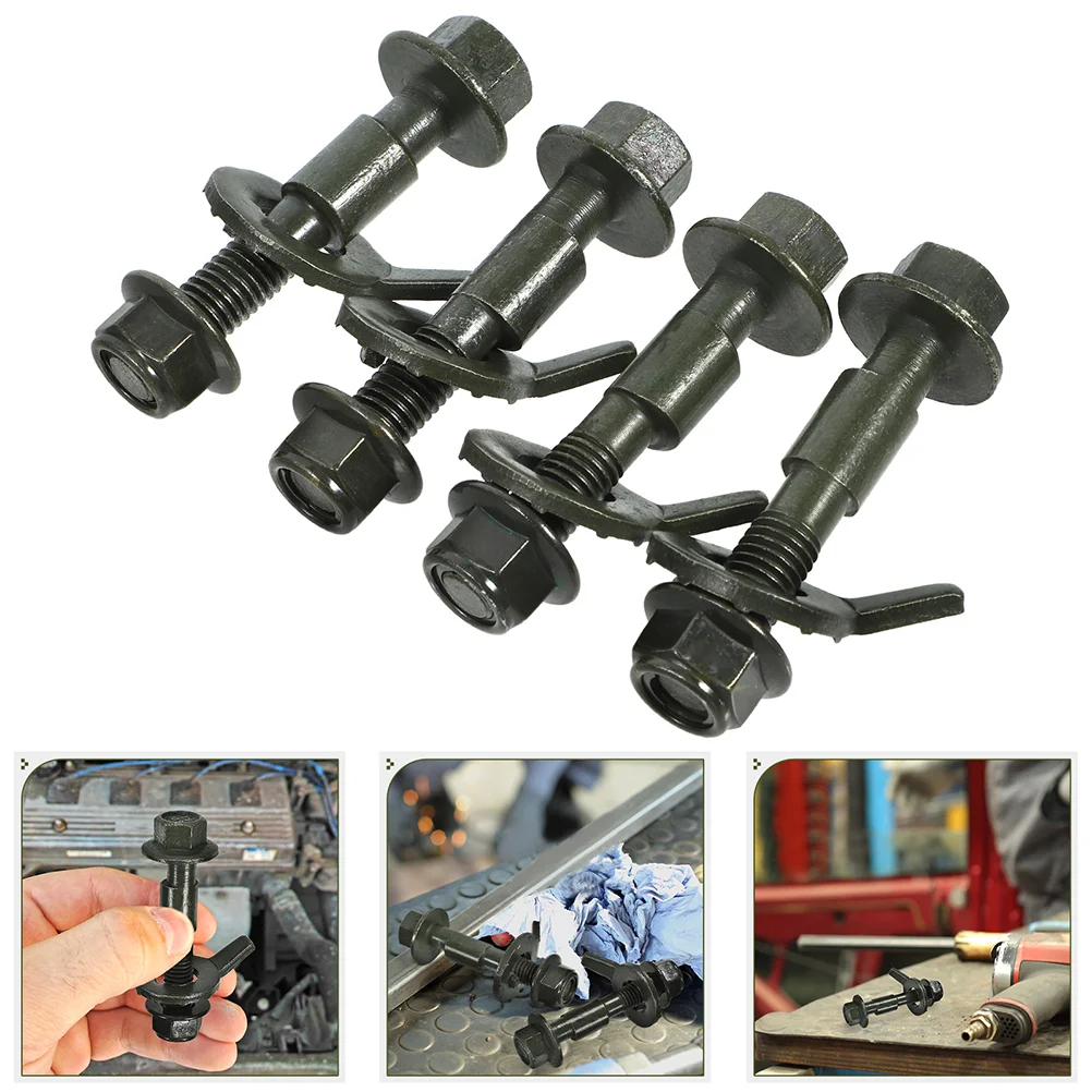 6 Pcs Bracket Bolts Camber Correction Alignment Kit for Vehicles Screws Washers Black Steel