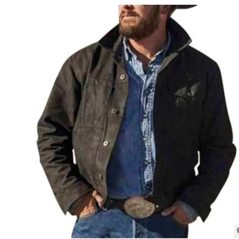 

2023 New Men's Wear Yellowstone Wash Jacket Men's Casual Loose Large Solid Color Versatile Wash Jacket Coat