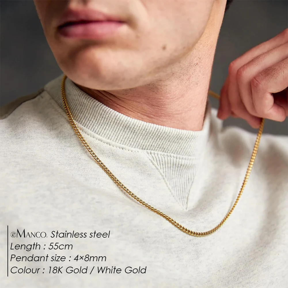 eManco Men\'s hip hop Cuban chain  Europe and the United States titanium steel does not lose color Necklace Personalized Jewelry