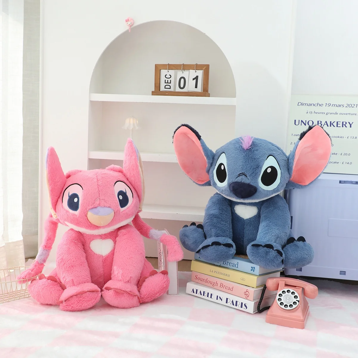 45cm Disney Stitch y Ángel de peluche de juguete Lilo & Stitch relleno Anime sentado Stitch peluches lindo película de peluche muñeca regalos de navidad