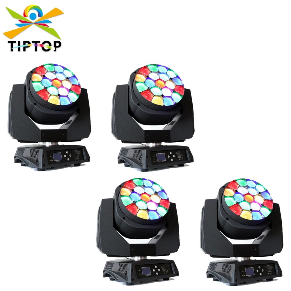 TIPTOP 4PCS Amazing 19x15W RGBW 4in1 LED Hawkeye Moving Head Light Big Bee Eye Light For Disco Nightclub DJ Bar Party TP-L664