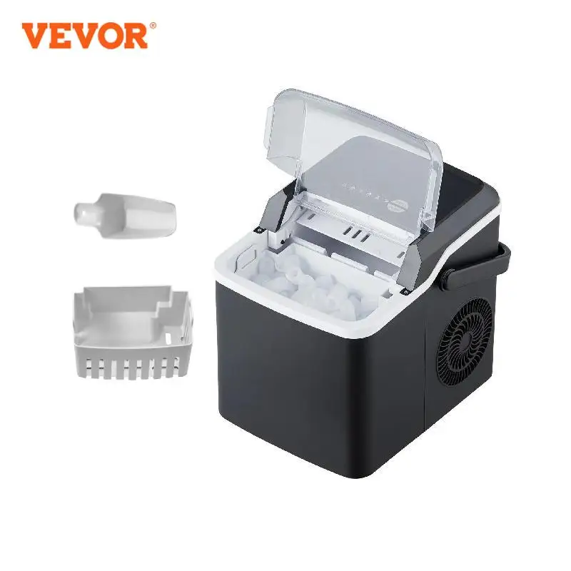 VEVOR Countertop Ice Maker 9 Cubes Ready in 7 Mins 26lbs in 24Hrs Self-Cleaning Portable Ice Maker with Ice Scoop and Basket