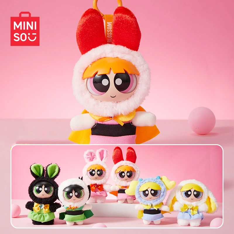 MINISO The Powerpuff Girls Series Variety Girl Plush Blind Box Surprise Toy Anime Cartoon Peripheral Vinyl Doll Pendant All Set