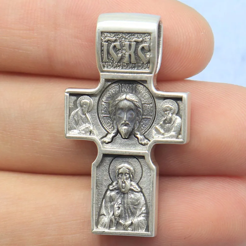 8g 3D Cross With The Savior And St George The Victorious Pendant Real Customized 925 Solid Sterling Silver Pendant