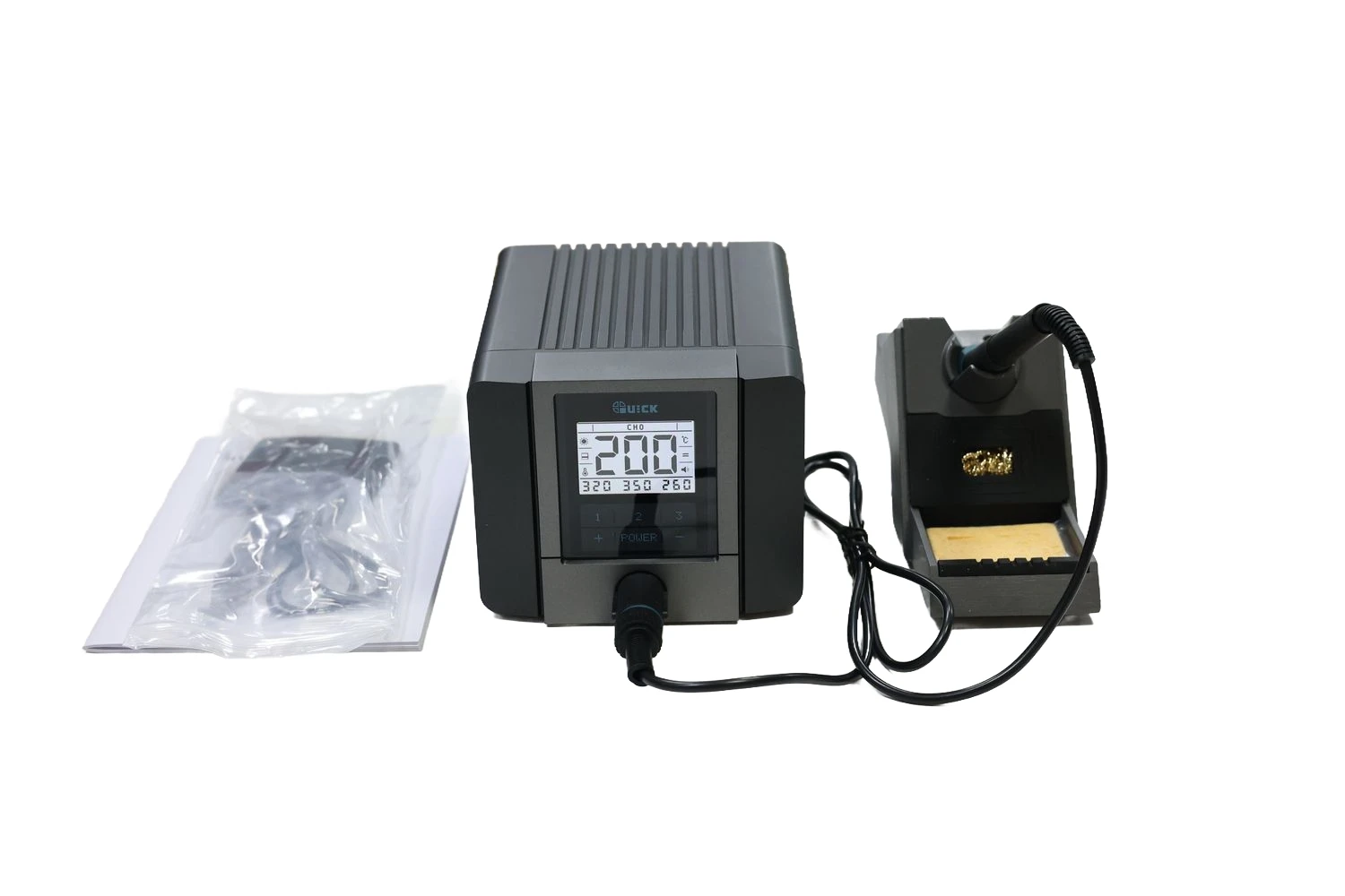 

QUICK TS1200A Digital Display Soldering Station 120W TSS02 Series Tips and Integrated Heating Core for Electronic Components