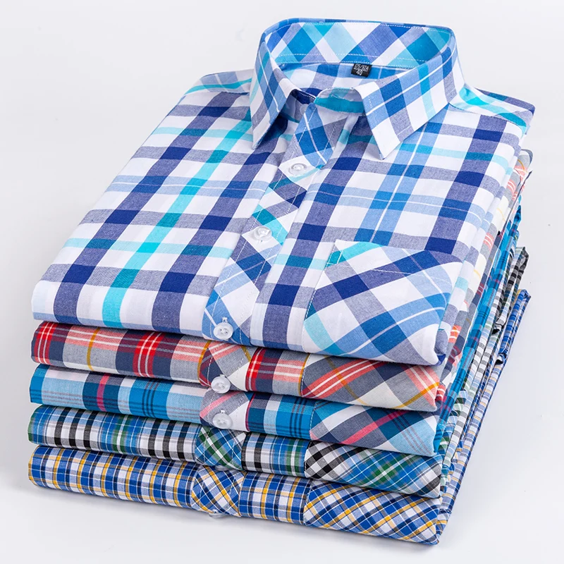 

Мужская рубашка с длинными рукавами, тонкий стиль из чистого хлопка, прохладное и повседневное лето, рубашка в клетку, удобная, уличная мода, универсальная.