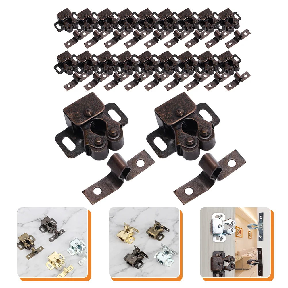 

20Pcs Cabinet Latch with Roller Catch for Wardrobe Pantry Door Closure Heavy Duty Wear Resistant Secure Fastening Low Noise