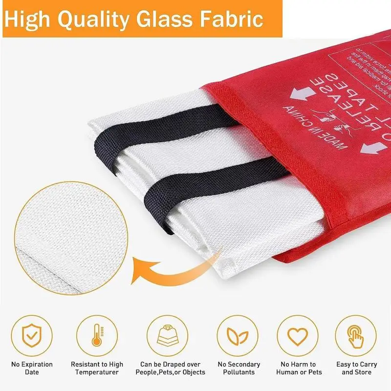 Imagem -03 - Fiberglass Fire Extinguishing Blanket com Alça Extintor Cozinha Cozinhar Camping Cover