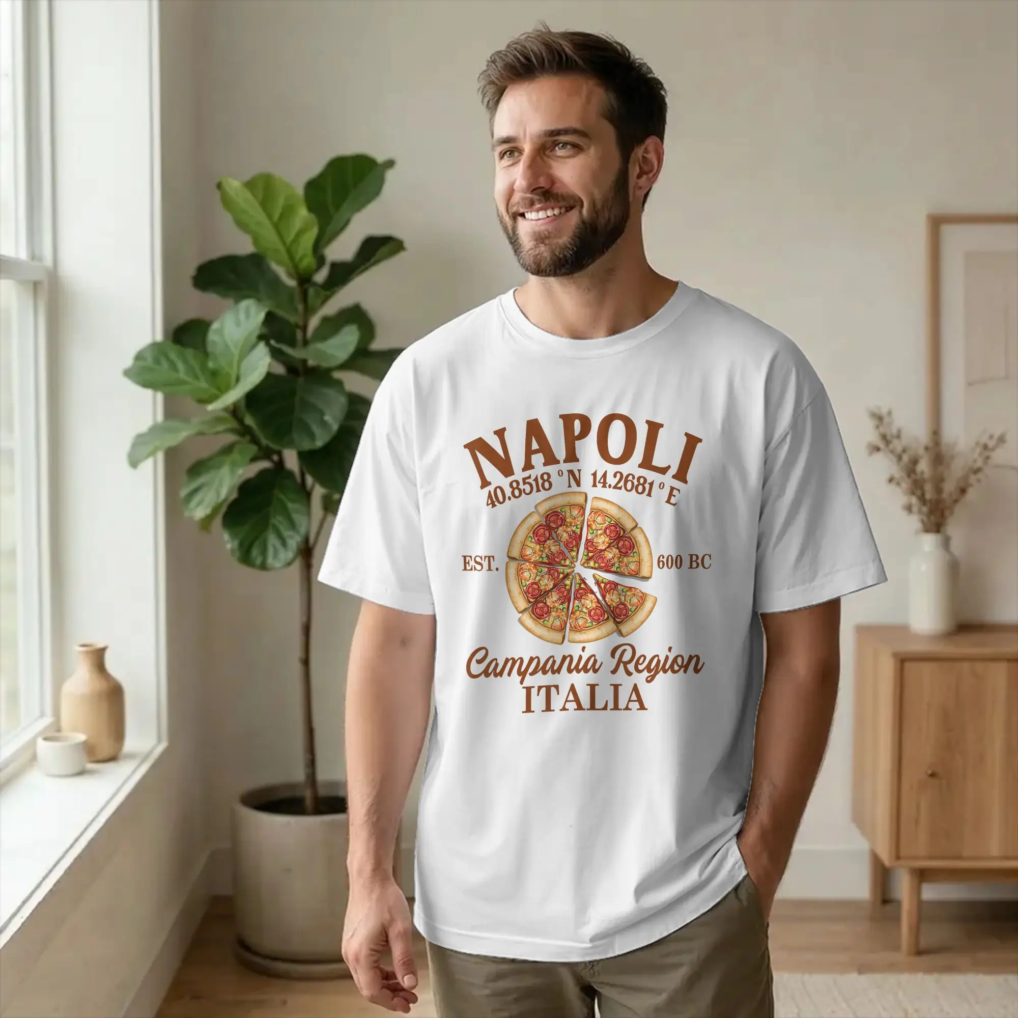 Men Italy Napoli Campania Region Pizza Naples T Shirt Travel Pure Cotton Tops Crazy Short Sleeve Crew Neck Tee Gift T-Shirt