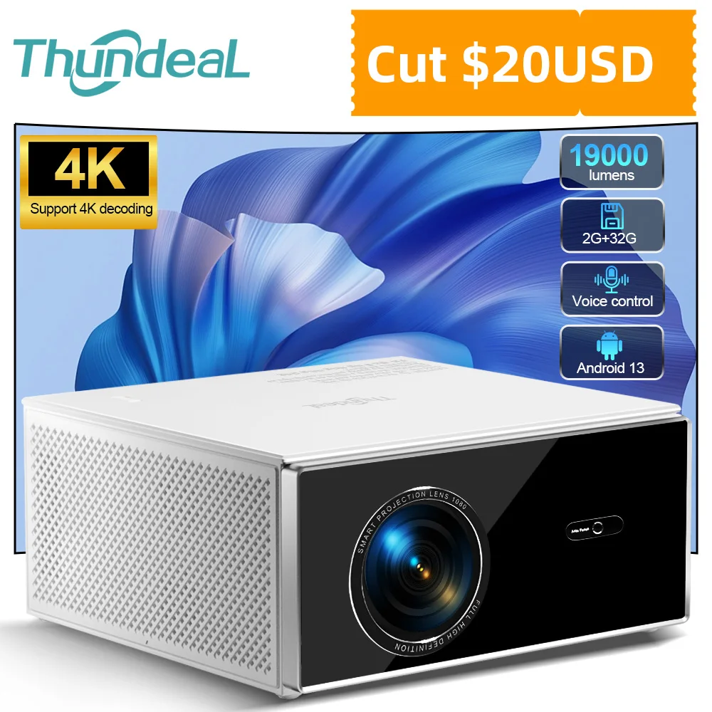 ThundeaL 2K 4K 풀 HD 1080P 프로젝터, TDA7W 2G 32G 안드로이드 13 와이파이 6 홈 시어터 TDA7 빔 프로젝터, 야외 회의 비디오용