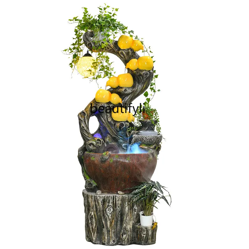 

Root Carving Water Fountain Decoration Fish Tank Living Room Interior Good Fortune Ball Creative Floor Water Landscape