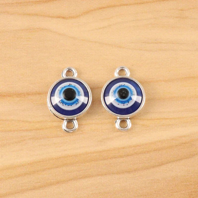 

20 Pieces Turkey Blue Evil Eye Connectors Small Charms Pendants for DIY Bracelet Necklace Making Jewelry Accessories