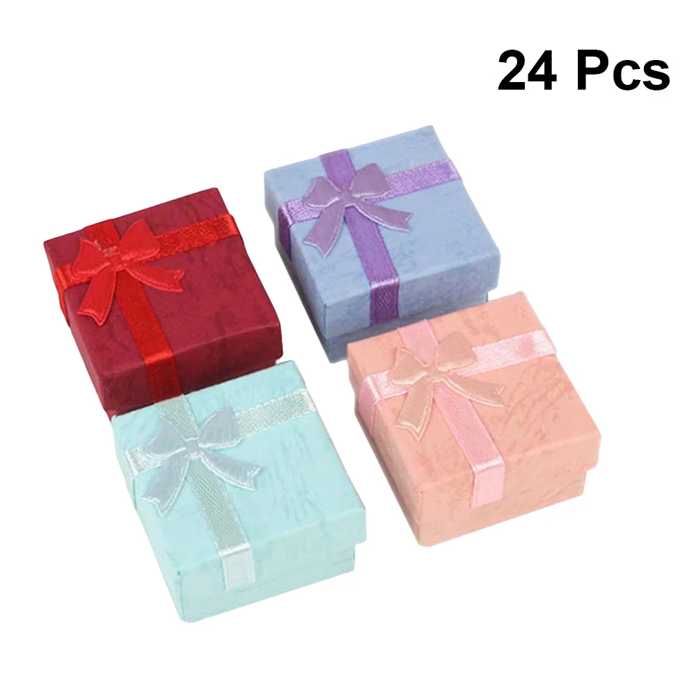 

24Pcs Bow-Knot Jewelry Box Paper Gift Case Luxury Ring Bracelet Storage Box for Wedding Proposal Birthday Anniversary Party
