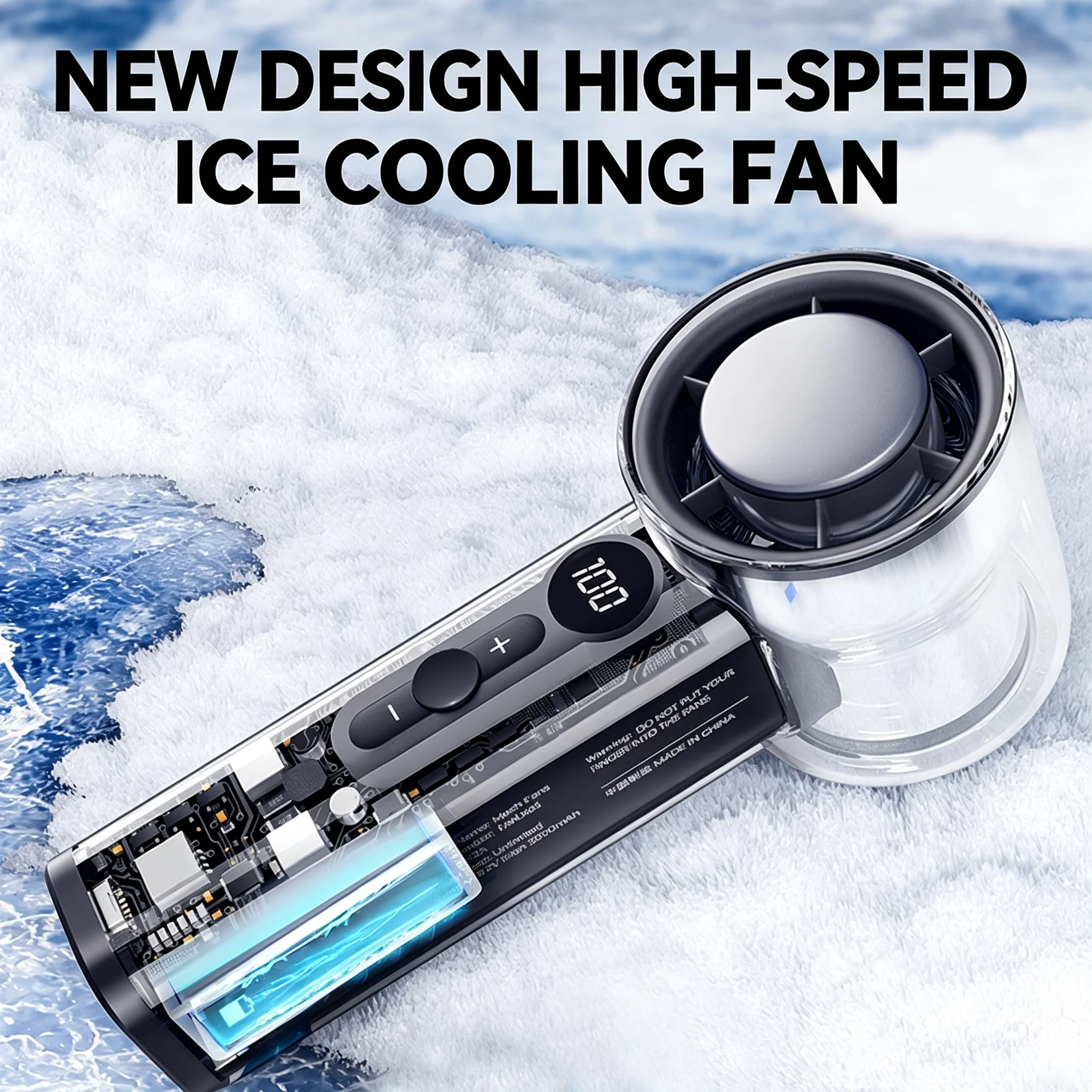 Transparent Mecha Handheld Turbo Fan X05 Digital Display 100‑Speed Adjustable USB‑C Rechargeable Portable Mini Cooling Fan For O