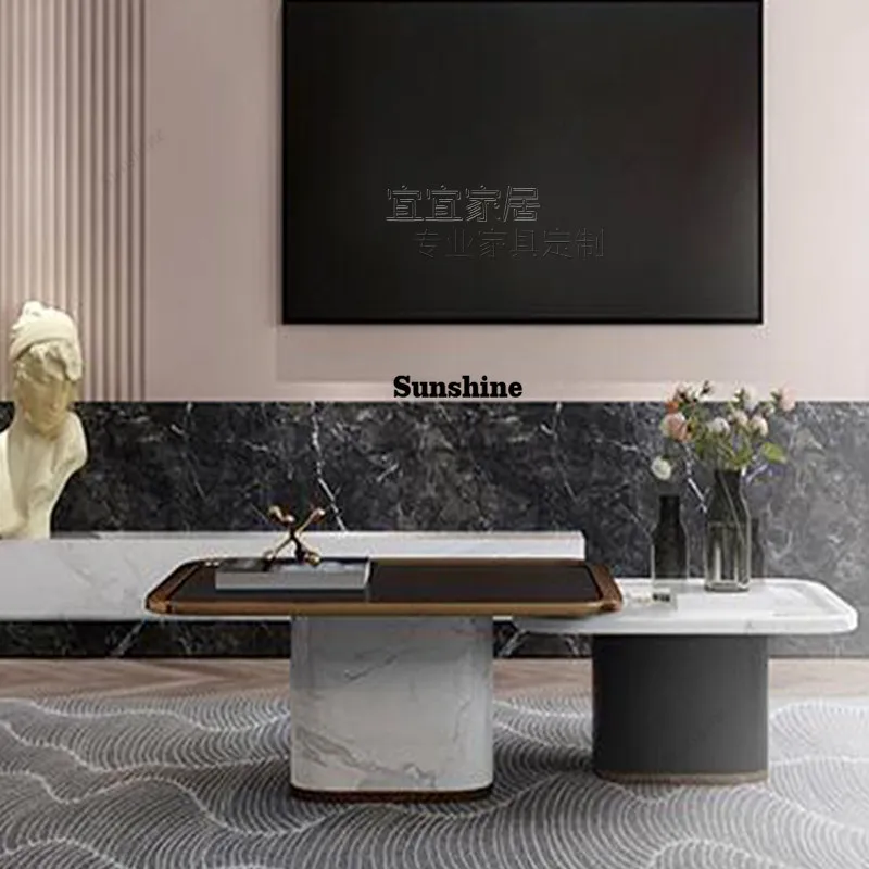 

Marble coffee table combination simple light luxury small apartment creative square coffee table