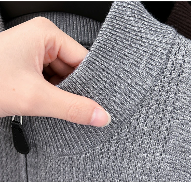Hochwertige Reißverschluss Kragen Pullover Männer Neue Trend Persönlichkeit Streifen Zipper Herbst Winter Komfort Warm Stricken Sweater – Detail 18