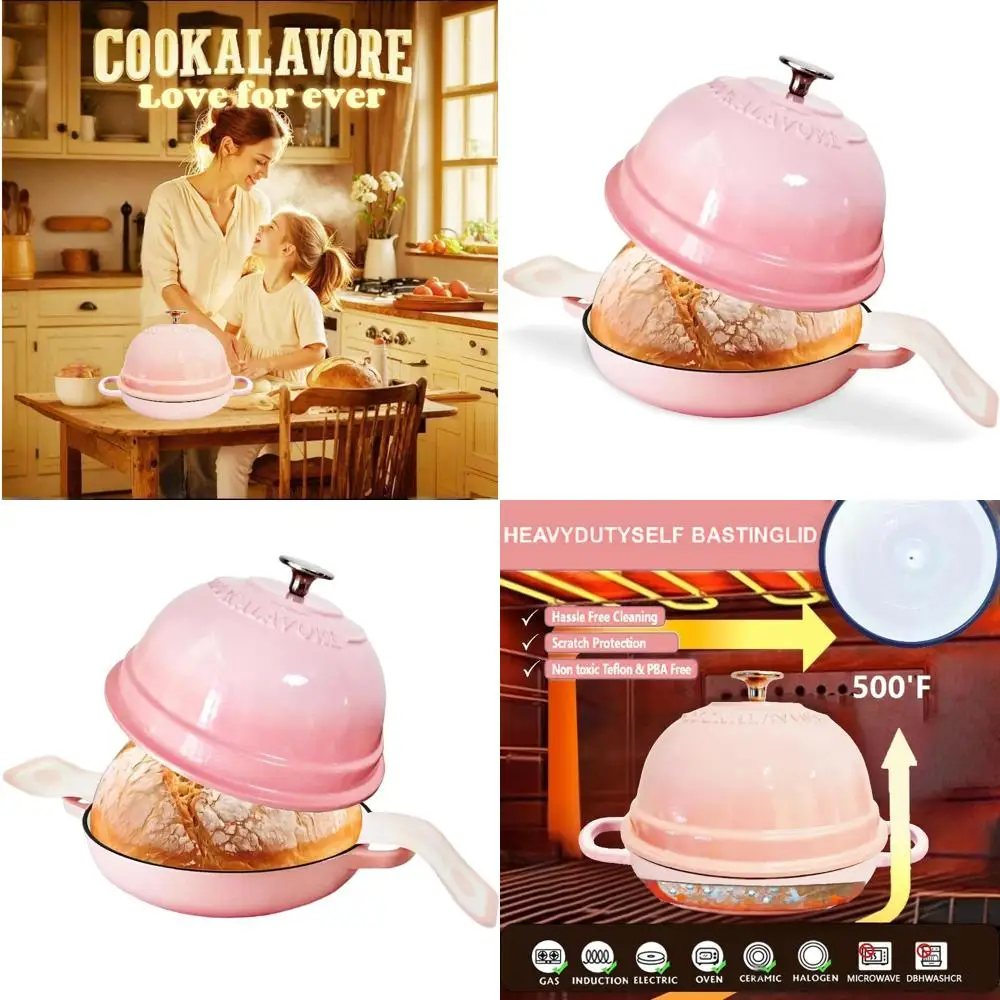 

6 Quart Enamel Bread Baking Pan with Silicone Baking Mat & Recipe Guide