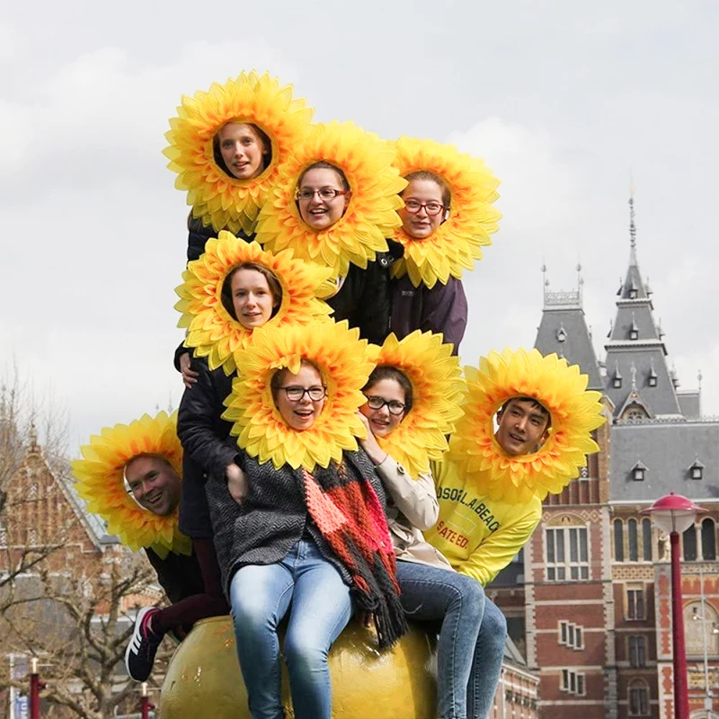 Sombreros de cara divertida para espectáculo de girasoles, accesorios de baile de guardería, ceremonia de apertura de entrada