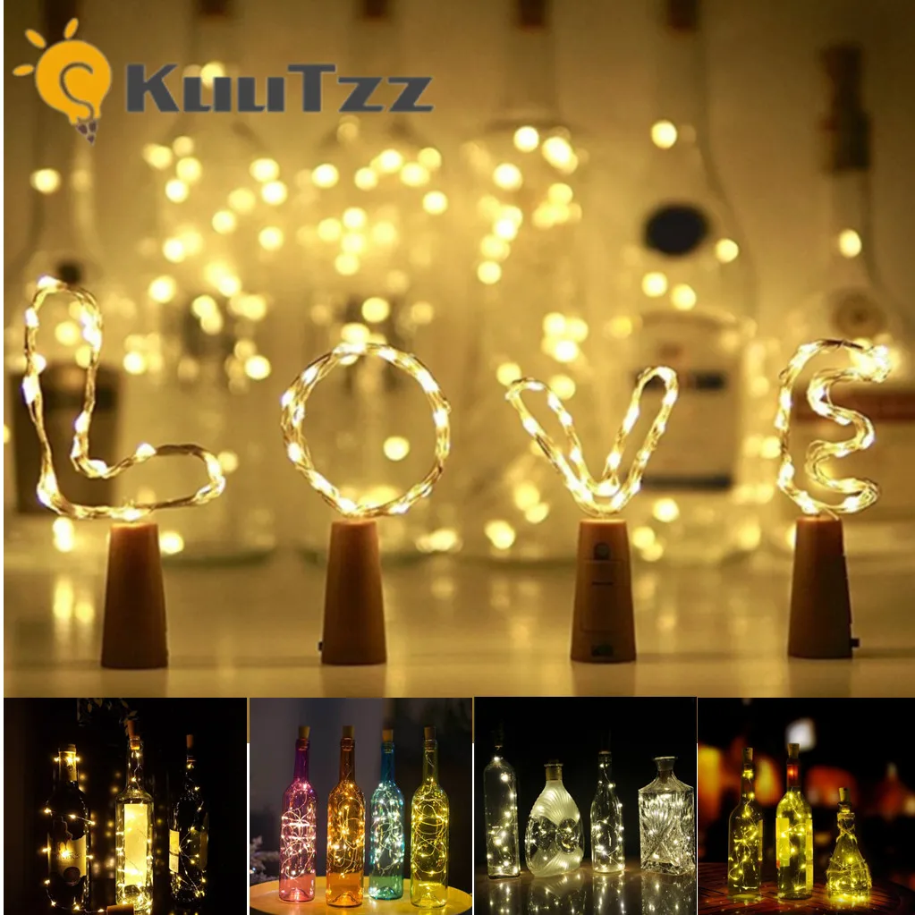 1M 2M 3M LED String Light 10Led 20Led 30Led Copper Wire Fairy Lights Cork Shape Wedding Party Garden Christmas Liquor Decor Lamp