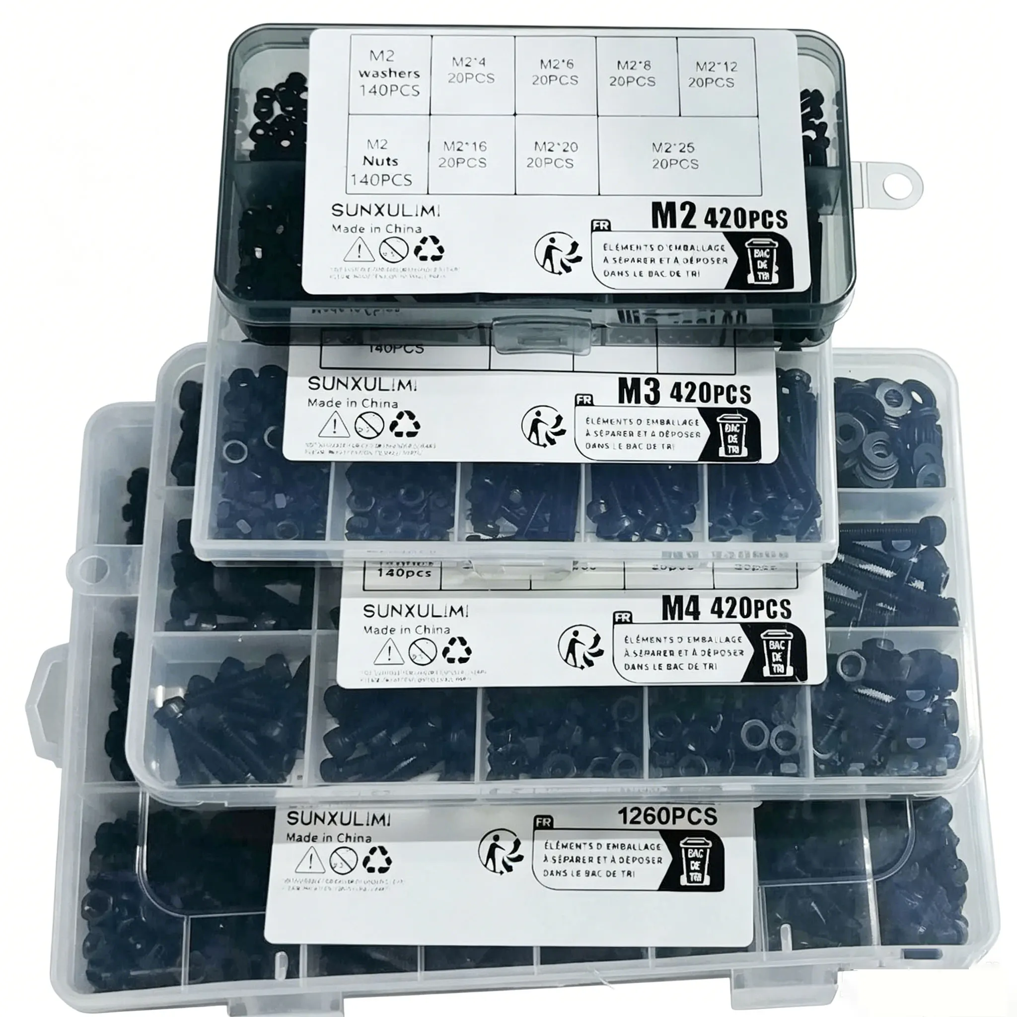420pcs/1260pcs Metric Bolt Assortment - M2 M3 M4, 21 Sizes 4MM To 30MM 12.9 Alloy Steel Bolts And Nuts