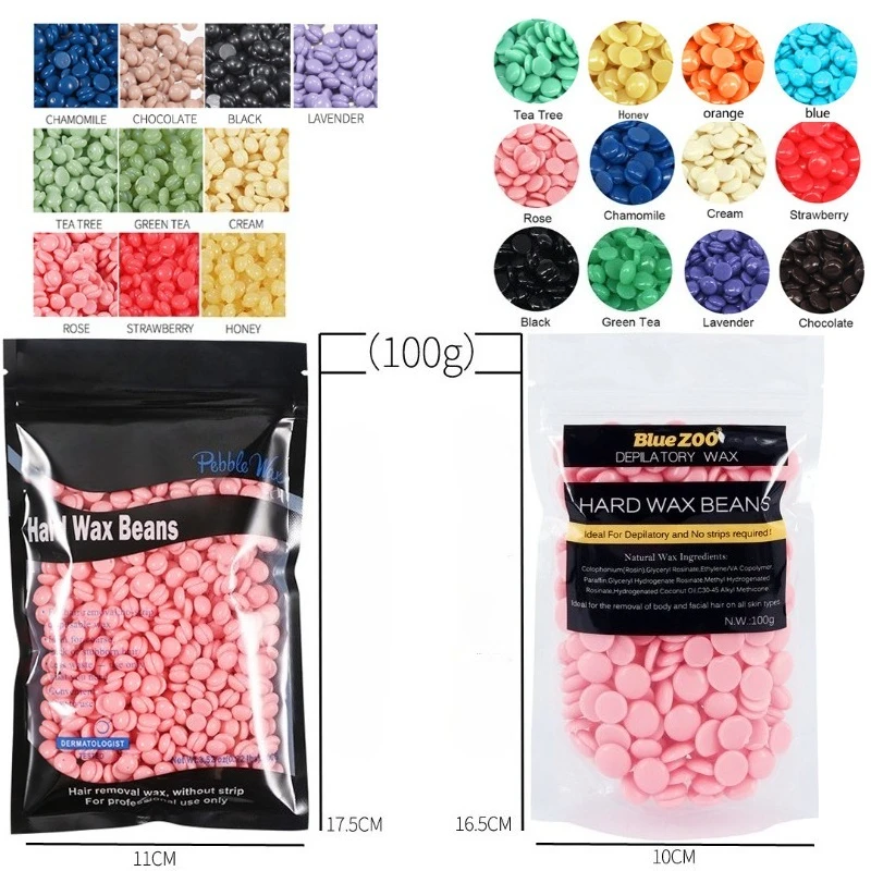 100g harde hete wasbonen gratis ontharing vetvrij papier - zwarte zak ontharing granen effectieve lichaams- en gezichtsontharingsbehandeling