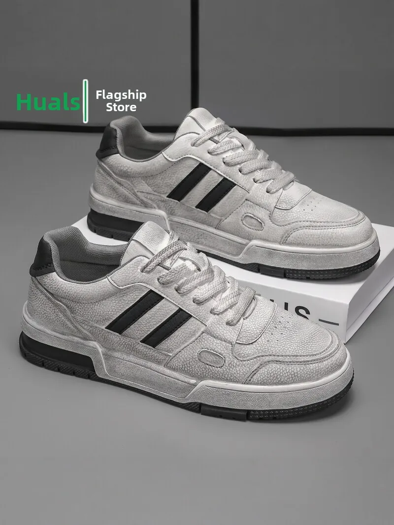 Men's Retro Vintage Leather Surface Anti-slip Sport Shoes Autumn Casual All-match Youth Waterproof Shoes Comfortable Sneakers
