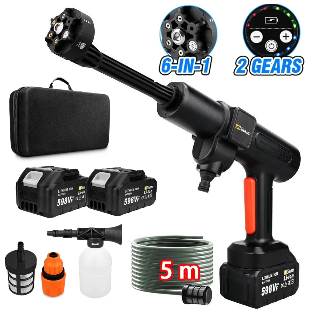 3500W 200Bar Brushless High Pressure Water Gun Household Garden 6 IN 1 Electric Car Wash Water Gun Tools For Makita 18V Battery